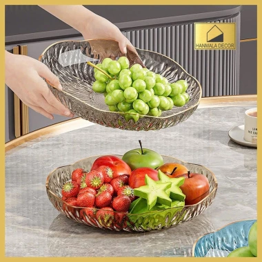 Đĩa Đựng Hoa Quả Trái Cây Nhựa Cao Cấp Hanmala Decor Vân Sóng Nghệ Thuật Sang Trọng 2