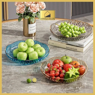 Đĩa Đựng Hoa Quả Trái Cây Nhựa Cao Cấp Hanmala Decor Vân Sóng Nghệ Thuật Sang Trọng 4