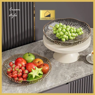 Đĩa Đựng Hoa Quả Trái Cây Nhựa Cao Cấp Hanmala Decor Vân Sóng Nghệ Thuật Sang Trọng 5