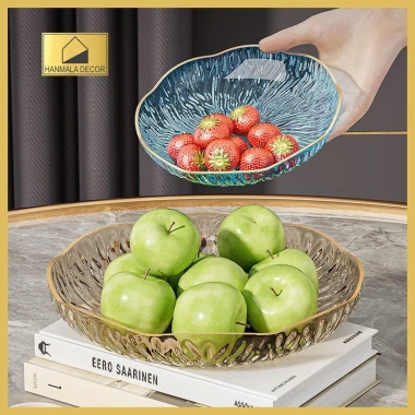 Đĩa Đựng Hoa Quả Trái Cây Nhựa Cao Cấp Hanmala Decor Vân Sóng Nghệ Thuật Sang Trọng 9