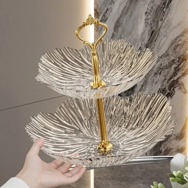 Đĩa Đựng Trái Cây 2-3 Tầng Vân Kim Cương Trong Suốt - Khay Bánh Kẹo Mứt Tết 110k 3