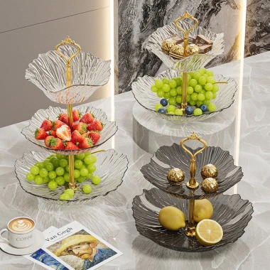 Đĩa Đựng Trái Cây 2-3 Tầng Vân Kim Cương Trong Suốt - Khay Bánh Kẹo Mứt Tết 110k 6