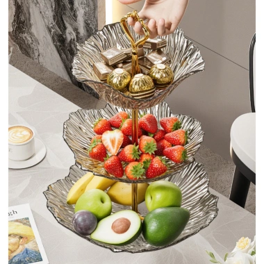 Đĩa Đựng Trái Cây 2-3 Tầng Vân Kim Cương Trong Suốt - Khay Bánh Kẹo Mứt Tết 110k 7