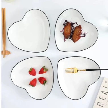 Đĩa sứ Decor đa dạng hình dạng, trắng viền đen Seka ngộ nghĩnh - chỉ 19.000 VND 6