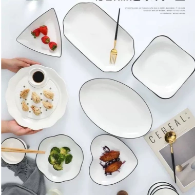 Đĩa sứ Decor đa dạng hình dạng, trắng viền đen Seka ngộ nghĩnh - chỉ 19.000 VND 7