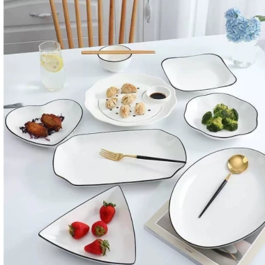 Đĩa sứ Decor đa dạng hình dạng, trắng viền đen Seka ngộ nghĩnh - chỉ 19.000 VND 8