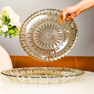 Đĩa thủy tinh 30cm decor bàn uống nước - Khay sang trọng đựng hoa quả, bánh kẹo, giá ưu đãi 85.500₫ 8
