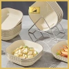 Đĩa Vuông Nhựa Cao Cấp Hanmala Decor Trắng Sữa Viền Bạc 14.5x14.5cm Tiện Dụng 2