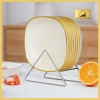Đĩa Vuông Nhựa Cao Cấp Hanmala Decor Trắng Sữa Viền Bạc 14.5x14.5cm Tiện Dụng 3