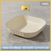 Đĩa Vuông Nhựa Cao Cấp Hanmala Decor Trắng Sữa Viền Bạc 14.5x14.5cm Tiện Dụng 10