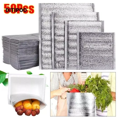 Ditipoo 50 Túi Giấy Nhôm Cách Nhiệt - Đựng Ấm Lạnh, Bảo Quản, Giao Thực Phẩm