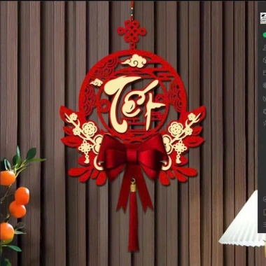 DIY Khánh Quạt Nhung Đỏ Khắc Chữ Tết Phúc Lộc - Kiện Trang Trí 2.026 Giá 26.320 VND