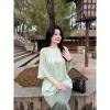 Đồ bộ đi chùa cách tân cổ tết đính nơ lụa gấm Pháp dáng xòe voan 2 tầng tiểu thư gấm mềm - 325.000₫ 6
