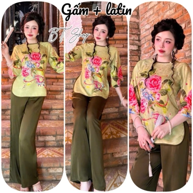 Đồ bộ lam lụa đi chùa, đi lễ sang trọng – size 6