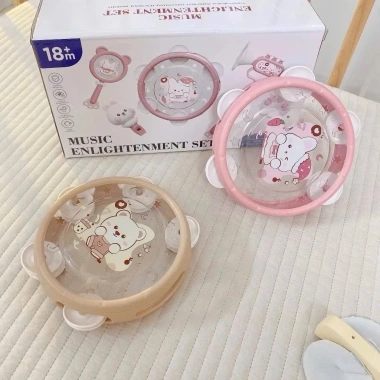 Đồ chơi âm thanh cho bé: Xúc xắc gấu thỏ cute kèm trống, kèn, lục lạc, còi - 136k