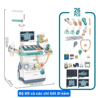 Đồ chơi bác sĩ cao cấp, kệ đẩy khám bệnh di động cho bé - Giá ưu đãi 364.999 VND