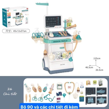 Đồ chơi bác sĩ cao cấp, kệ đẩy khám bệnh di động cho bé - Giá ưu đãi 364.999 VND