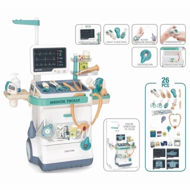 Đồ chơi bác sĩ cao cấp, kệ đẩy khám bệnh di động cho bé - Giá ưu đãi 364.999 VND