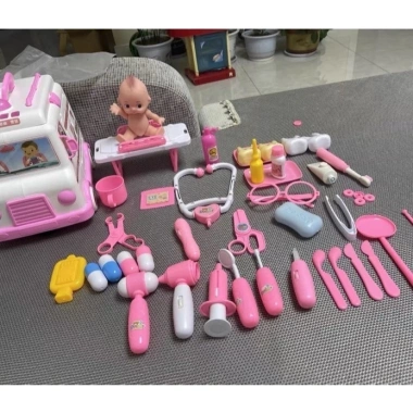 Đồ chơi bác sĩ Xe Cứu Thương đèn nhạc, pin, 30 chi tiết nhập vai cho bé 2‑6 tuổi 9
