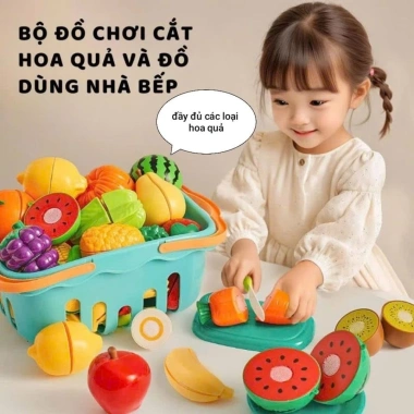 Đồ chơi cắt trái cây rau củ 30+ chi tiết cho bé - Nấu ăn ABS an toàn giỏ hoa quả