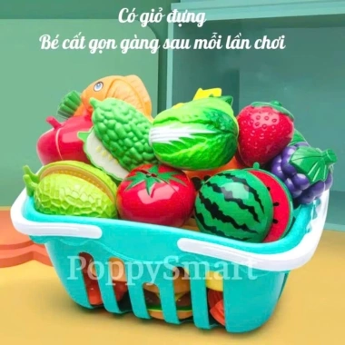 Đồ chơi cắt trái cây rau củ 30+ chi tiết cho bé - Nấu ăn ABS an toàn giỏ hoa quả