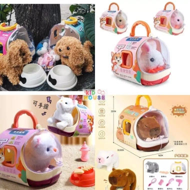 Đồ chơi chăm sóc thú cưng có pin – Lồng capybara, thỏ, mèo, chó bông biết đi, kêu, vẫy đuôi, phụ kiện – Giá ưu đãi 148.000₫ 2