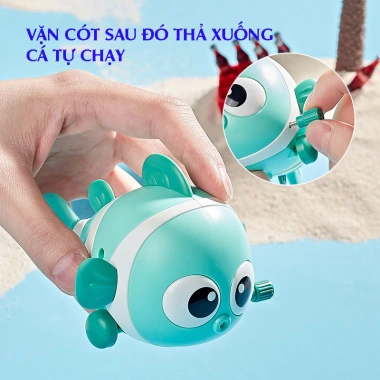 Đồ chơi chú cá hề chạy cót nhựa ABS an toàn quẫy đuôi vui nhộn giá 29.000 VND