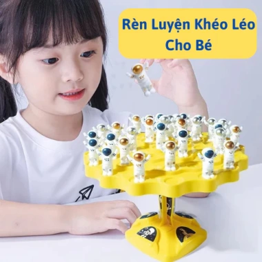 Đồ chơi giáo dục Ếch cân bằng - Cây xếp hình 50 phi hành gia, rèn luyện tư duy, cân bằng cơ thể, giảm giá 36.9k cho bé trai và bé gái 3