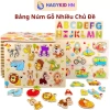 Đồ chơi gỗ bé HagykidHN - Bảng ghép hình núm gỗ 20x30cm dày to, giảm giá 16.000₫
