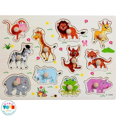 Đồ chơi gỗ bé HagykidHN - Bảng ghép hình núm gỗ 20x30cm dày to, giảm giá 16.000₫