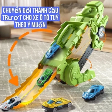 Đồ chơi khủng long nuốt ô tô, kèm 6 xe nhựa ABS an toàn cho bé mọi lứa tuổi 4