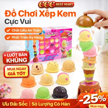 Đồ chơi làm kem cho bé trai và bé gái, bếp ăn giả lập, rèn trí, 90.000₫