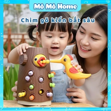 Đồ chơi Montessori chim gõ kiến 1 tuổi - Bắt sâu, phát triển trí thông minh, chỉ 57.000đ - Mô Mô Home