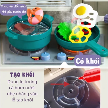 Đồ chơi nấu ăn 90cm cho bé - Nhà bếp khói, nước chảy, âm thanh, giá ưu đãi 6