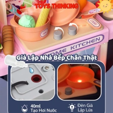 Đồ chơi nấu ăn Kitchen Home 36 món kèm bếp mini cao cấp, an toàn cho bé