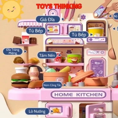 Đồ chơi nấu ăn Kitchen Home 36 món kèm bếp mini cao cấp, an toàn cho bé