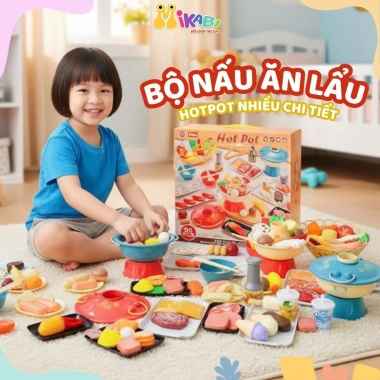 Đồ chơi nấu ăn MIKABI - Bộ nồi lẩu 90 món, đầy phụ kiện, an toàn, giá 239k