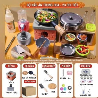 Đồ chơi nấu ăn thật cho bé - Nhà bếp mini phong cách Trung Hoa, khuyến mãi 220k