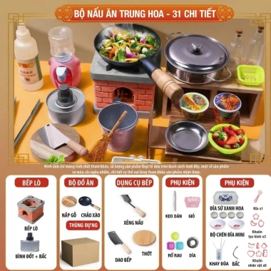 Đồ chơi nấu ăn thật cho bé - Nhà bếp mini phong cách Trung Hoa, khuyến mãi 220k