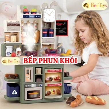 Đồ chơi nhà bếp Bee Toys cho bé, phun khói, nấu ăn thật, cao 43cm, bộ đầu bếp