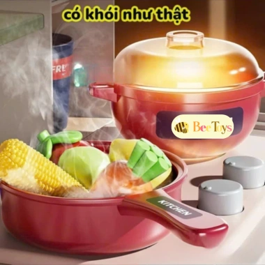 Đồ chơi nhà bếp Bee Toys cho bé, phun khói, nấu ăn thật, cao 43cm, bộ đầu bếp