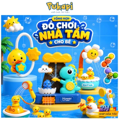 Đồ chơi nhà tắm PUKAPI Vịt phun nước, thác nước, bơi trong bồn tắm, giá ưu đãi 69.000đ Đồ chơi nhà tắm PUKAPI Vịt phun nước, thác nước, bơi trong bồn tắm, giá ưu đãi 69.000đ