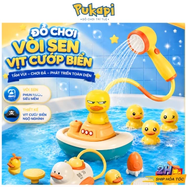 Đồ chơi nhà tắm PUKAPI Vịt phun nước, thác nước, bơi trong bồn tắm, giá ưu đãi 69.000đ