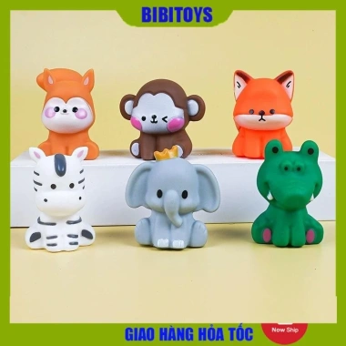 Đồ chơi nhà tắm Set 5 con thú động vật chíp chíp – Ngựa, Voi, Khỉ, Sóc, Cáo – Thả bồn tắm bé, giảm giá 35.000₫