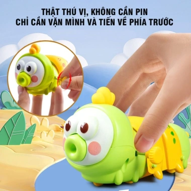 Đồ chơi sâu bướm chạy cót size lớn, miệng thu vào - Tăng cường vận động bé, nhựa ABS