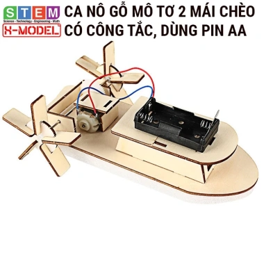 Đồ chơi STEM Ca nô gỗ mô tơ mái chèo X-MODEL – Đi trên nước, sáng tạo cho bé 69k