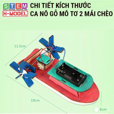 Đồ chơi STEM Ca nô gỗ mô tơ mái chèo X-MODEL – Đi trên nước, sáng tạo cho bé 69k