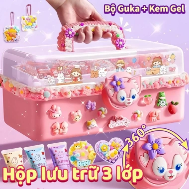 Đồ chơi trẻ em tự làm: Bộ kem keo dán thẻ Goo, hộp ba lớp màu tím, 71.000₫