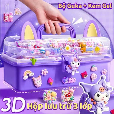 Đồ chơi trẻ em tự làm: Bộ kem keo dán thẻ Goo, hộp ba lớp màu tím, 71.000₫