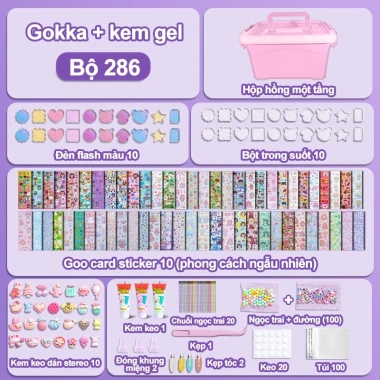 Đồ chơi trẻ em tự làm: Bộ kem keo dán thẻ Goo, hộp ba lớp màu tím, 71.000₫